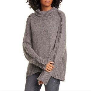 Brochu Walker Odene Fringe Sleeve Turtleneck Sweater in TAUPE BROWN/GRAY 🤩 B5